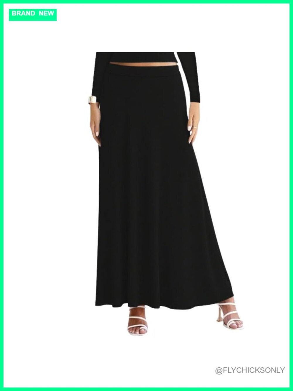 Women's Maxi Skirt A-Line Flare Elastic Waist Comfy Casual Long Skirt